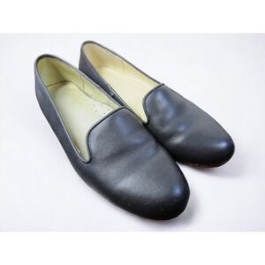 Nisolo Womens Black Leather Smoking Flat Slip On Loafer Shoes 7.5‎